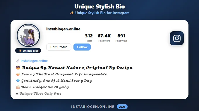 Unique Stylish Bio for Instagram